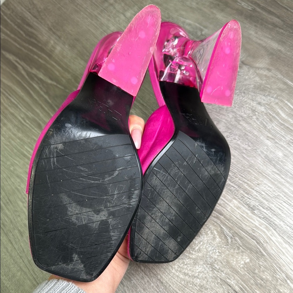 Zara Pink High Heeled Mules with Sculptural Design - Picture 4 of 6
